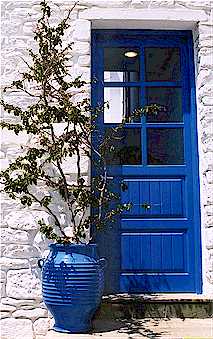 Beautiful blue door in Mykonos